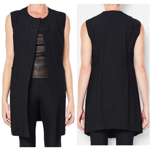 Elaine Kim Tech Stretch Long Vest Dress Black Small - Picture 1 of 9